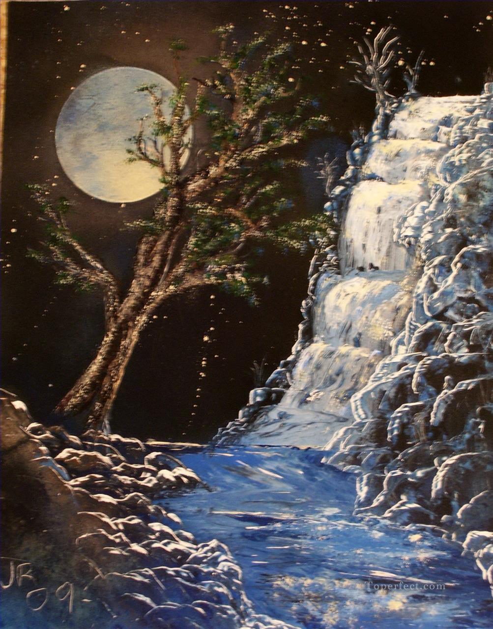 blue waterfalls sprying Oil Paintings